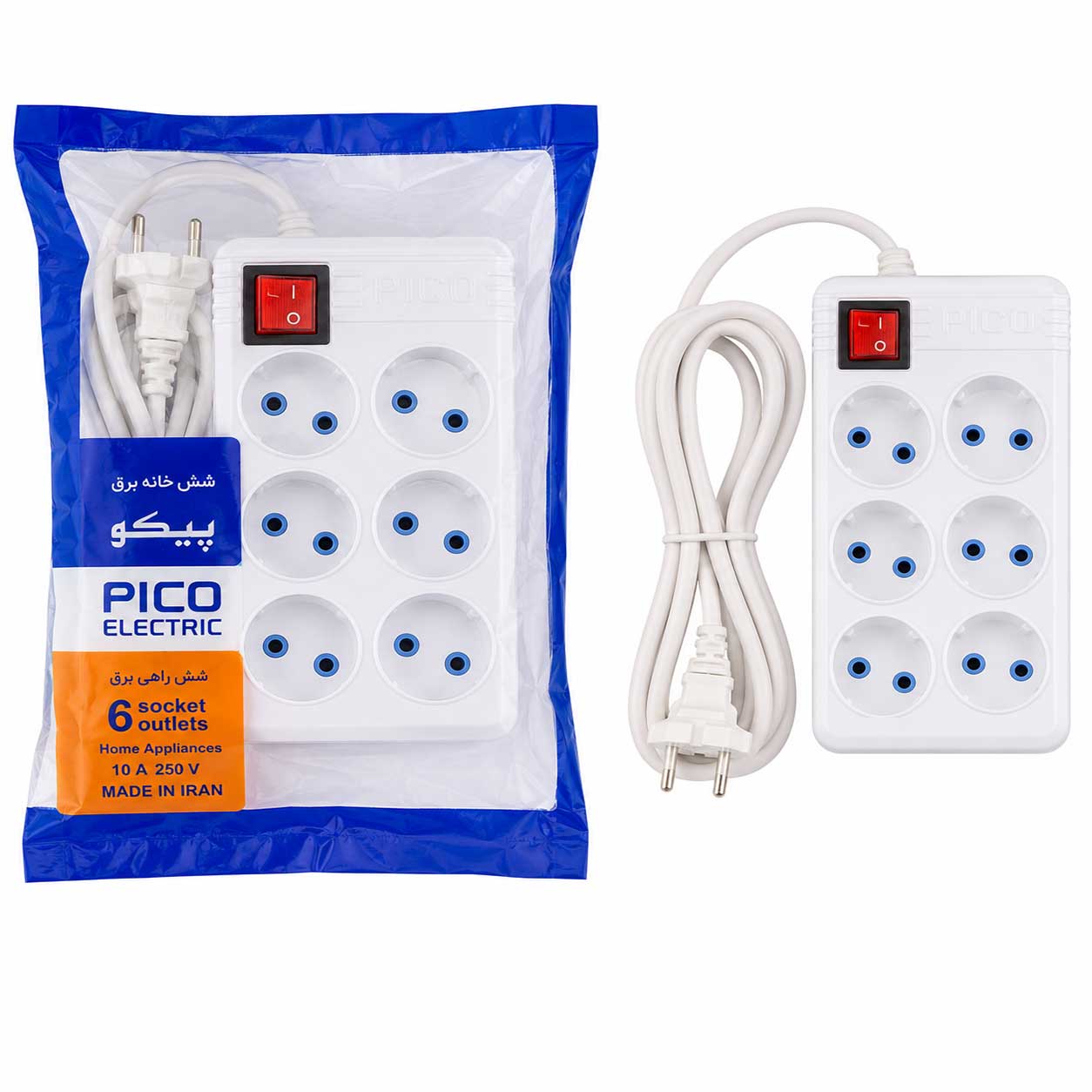 Pico Electric 6-Outlet Power Strip with 3-Meter Cable