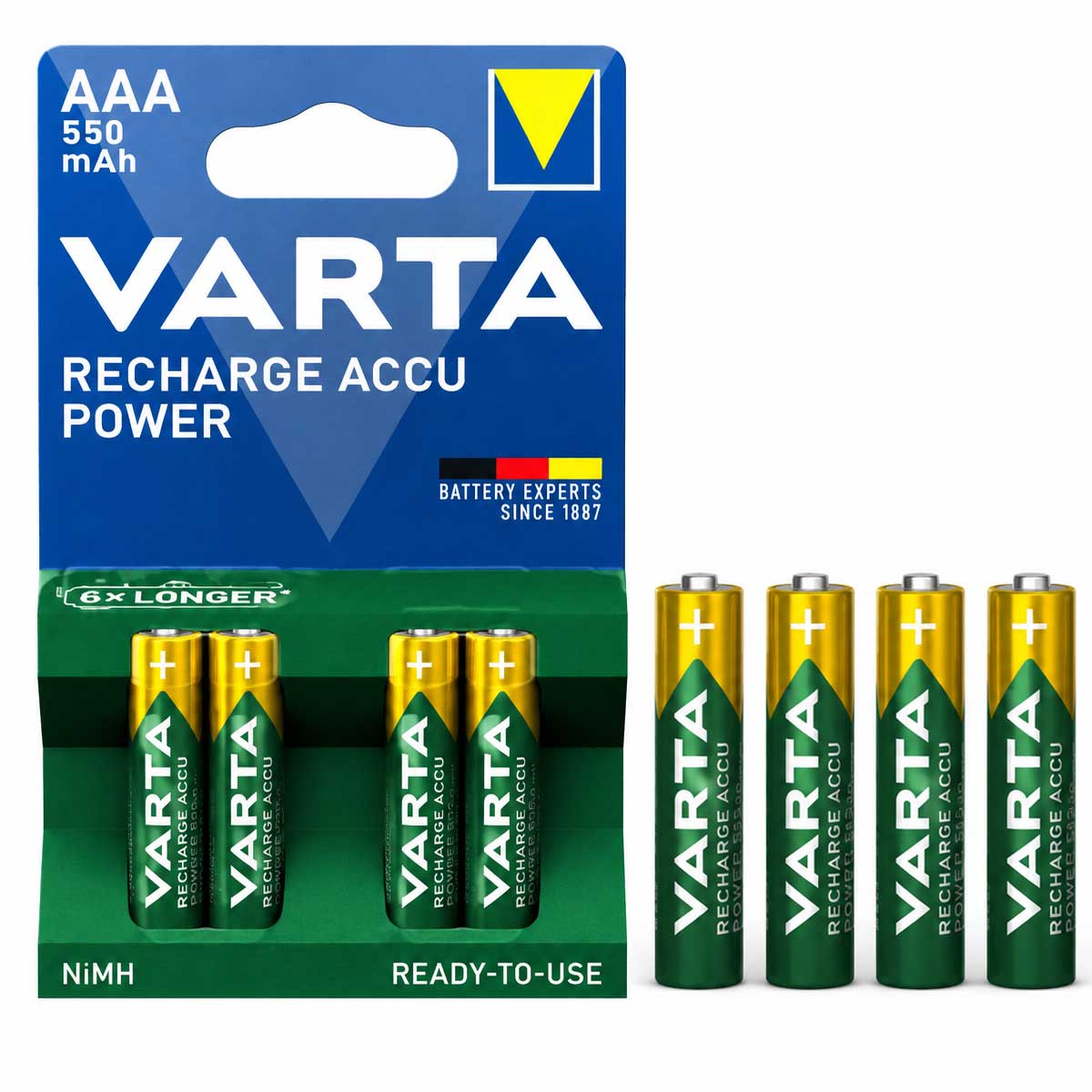 VARTA Accu Rechargeable AAA Battery (550mAh) – 4-Pack