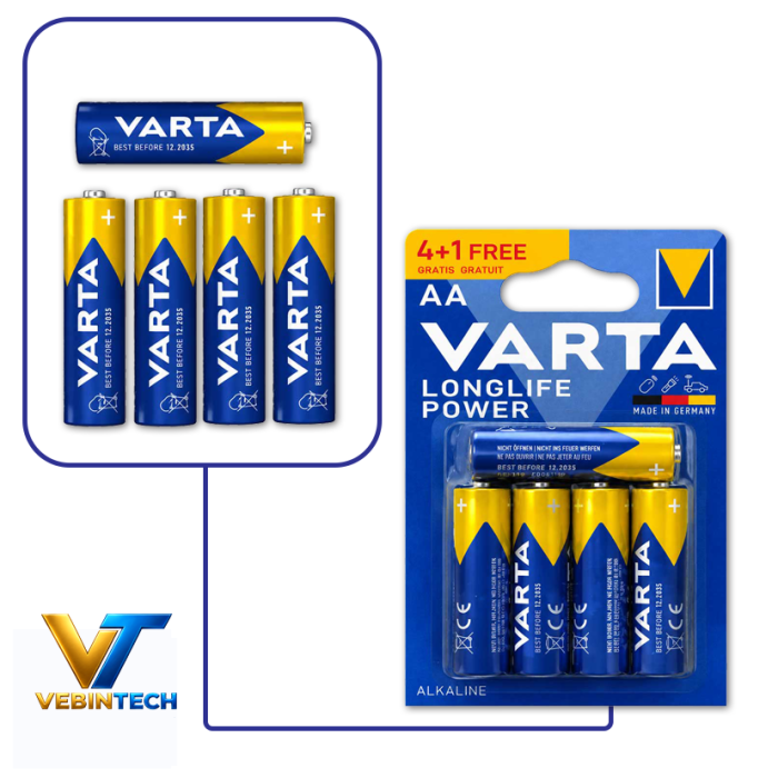 باطری قلمی آلکالاین VARTA Long Life Power 1+4 بسته 5 عددی