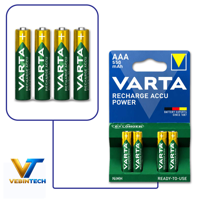 باتری نیم قلمی شارژی وارتا VARTA Accu 550mAh بسته 4 عددی