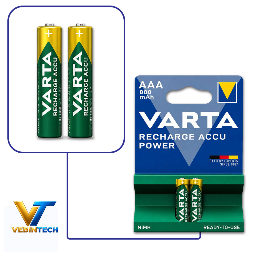 باتری نیم قلمی شارژی وارتا VARTA Accu 800mAh بسته 2 عددی