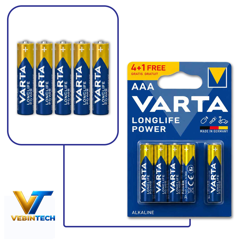 باطری نیم قلمی آلکالاین VARTA Long Life Power 1+4 بسته 5 عددی