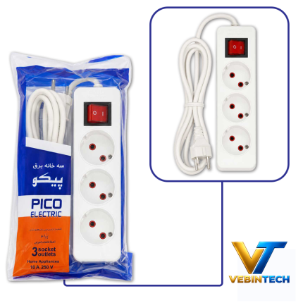 رابط برق 3 خانه کابل 1.7 متری پیکو الکتریک Pico