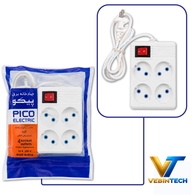 رابط برق 4 خانه کابل 5 متری پیکو الکتریک Pico