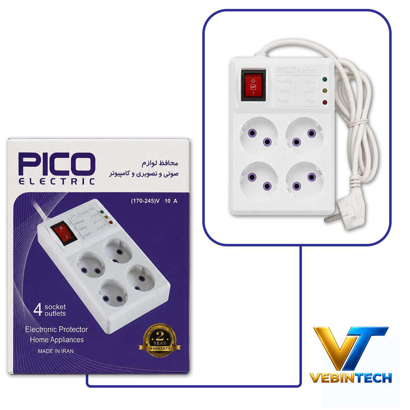 محافظ برق صوتی تصویری4خانه کابل1.5متری پیکو الکتریکPico