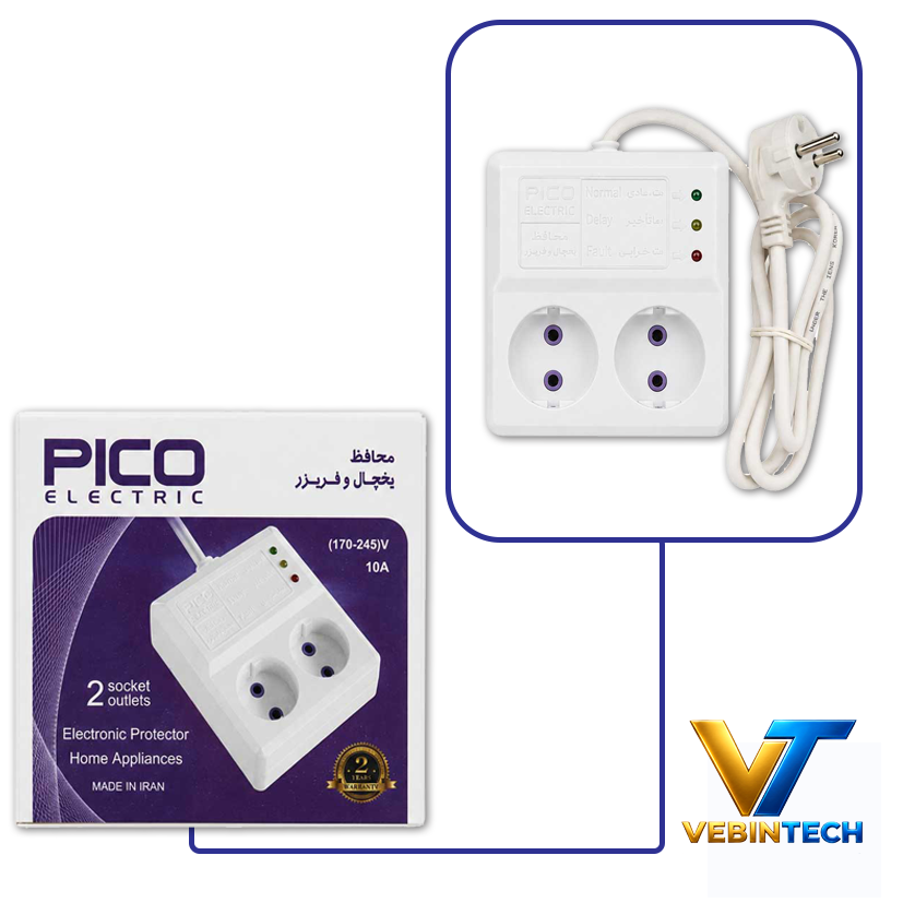 محافظ برق یخچال و فریزر2خانه کابل1.5متری پیکو الکتریکPico
