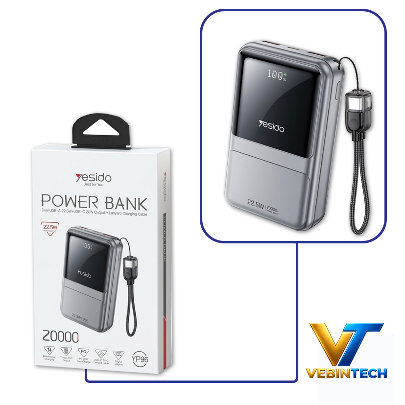 پاوربانک فست شارژ 20000mh YESIDO YP 96 یسیدو