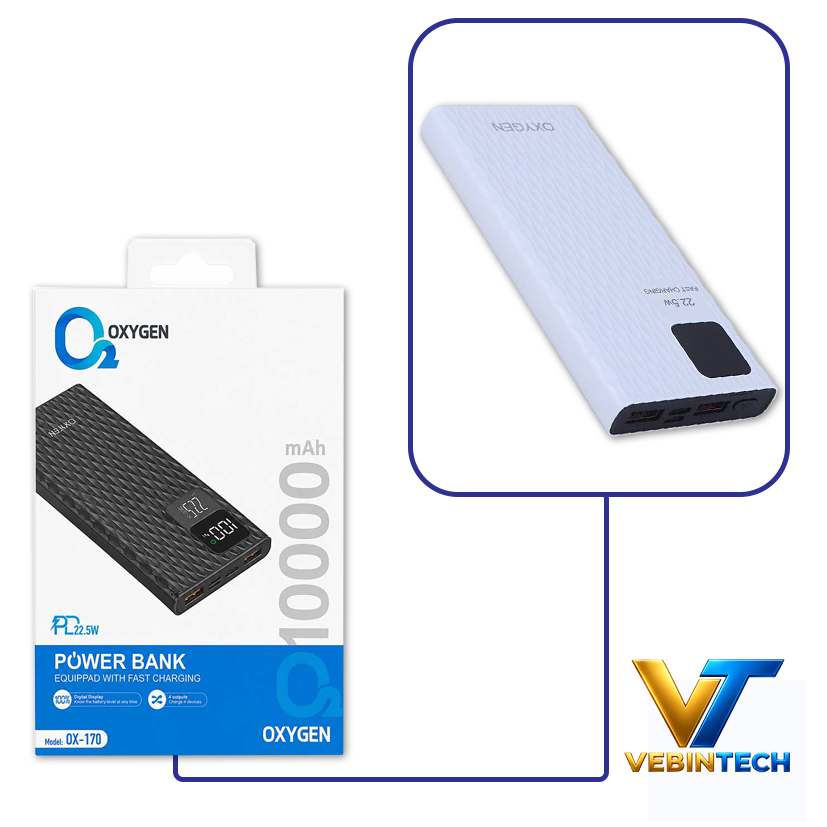 پاوربانک فست شارژ OXYGEN OX-170 10000mAh PD 22.5W
