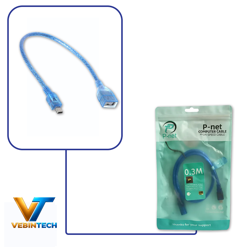 کابل OTG MINI USB 5PIN 30CM شیلد دار DETEX +